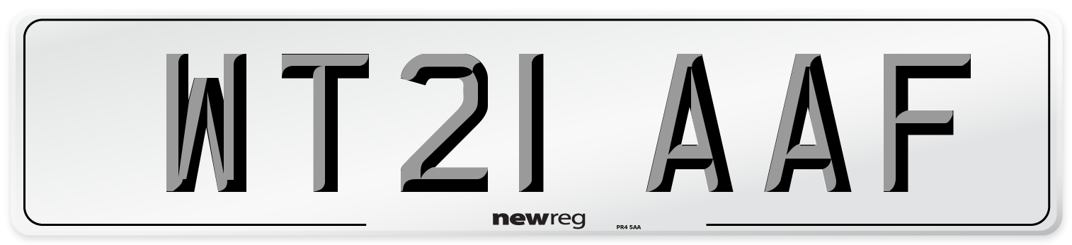 WT21 AAF Number Plate from New Reg